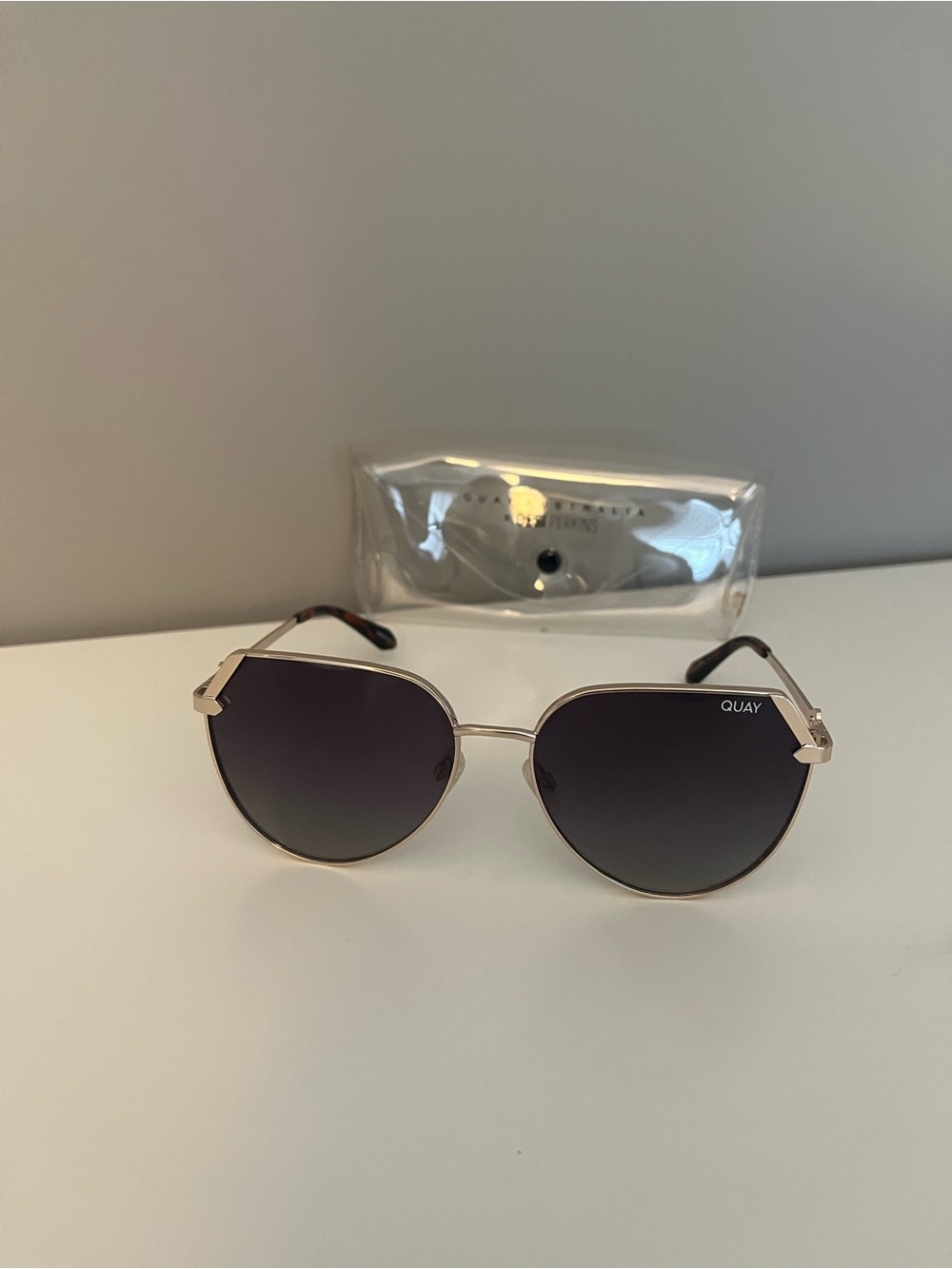 Quay Australia Gold Metal Sunglasses with Gradient Lenses